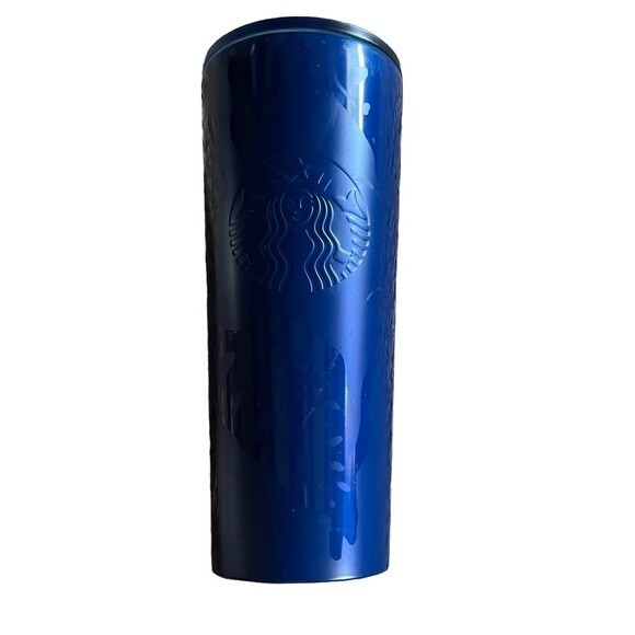 Starbucks Summer 2021 Limited Edition Monstera Leaf Navy Tumbler 24 Oz - Picture 1 of 7
